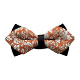 Men's Orange Floral Cotton Pre Tied Bow Tie - Amedeo Exclusive
