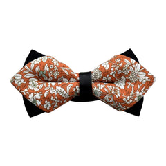 Men's Orange Floral Cotton Pre Tied Bow Tie - Amedeo Exclusive