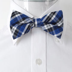 Men's Blue White & Black Silk Pre-Tied Bow Tie - Amedeo Exclusive