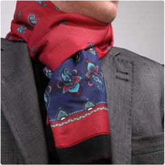 Unisex Red Blue Paisley Soft Fashion Dress Scarves - Amedeo Exclusive