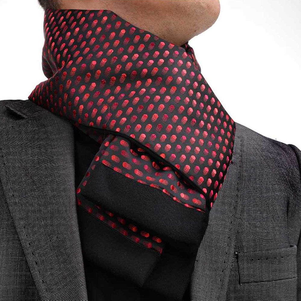 Unisex Soft Red Black Lines Scarves for Winter Made of Silk Blend - Amedeo Exclusive