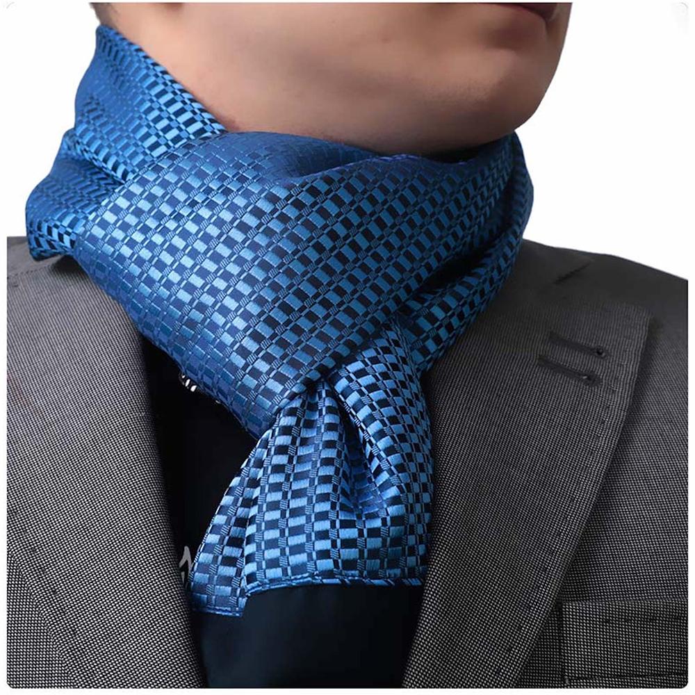 Blue Soft Mens Silk Scarf - Designer neck scarf for winters