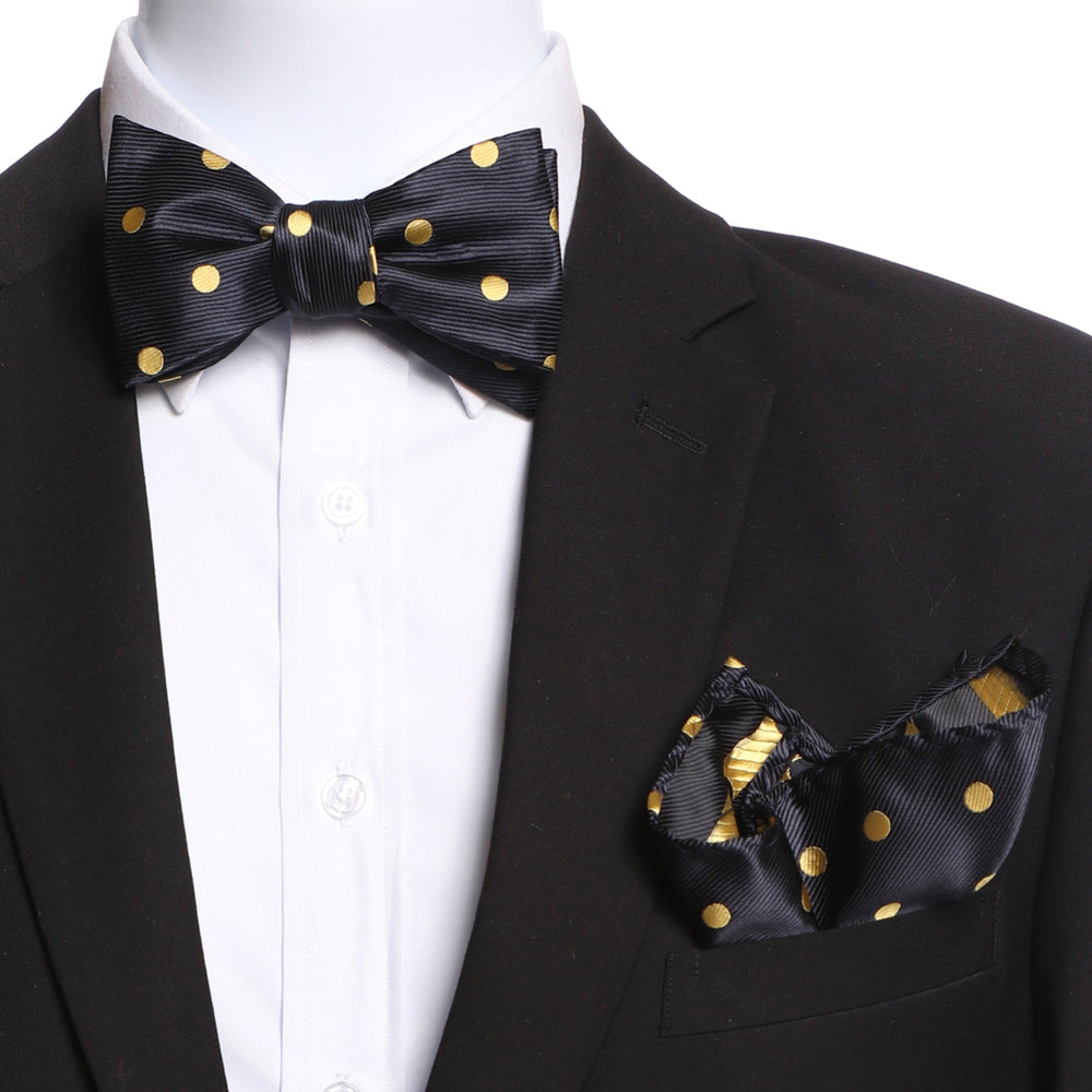 Men's Silk Polka Dots Self Bow Tie - Amedeo Exclusive
