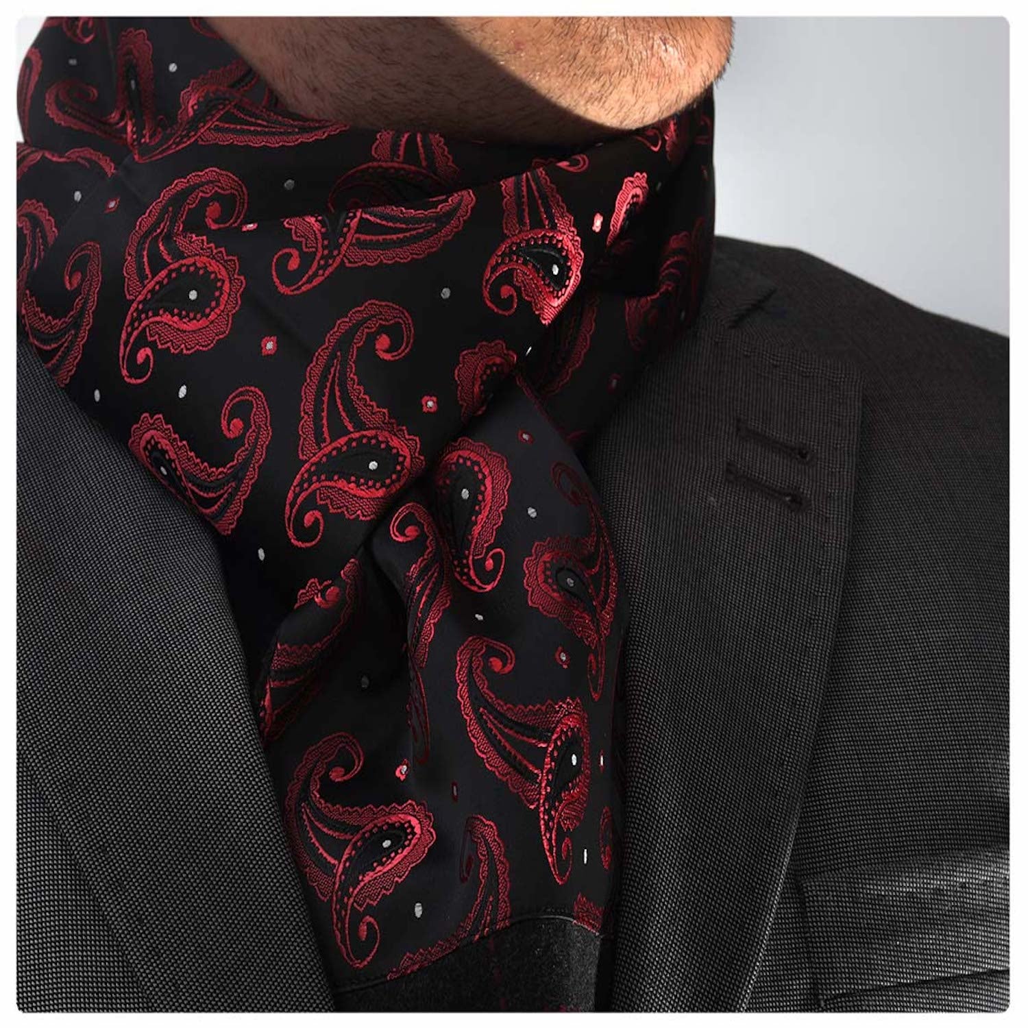 Red Black Mens Silk Scarf Designer neck scarf for winters Amedeo Exclusive