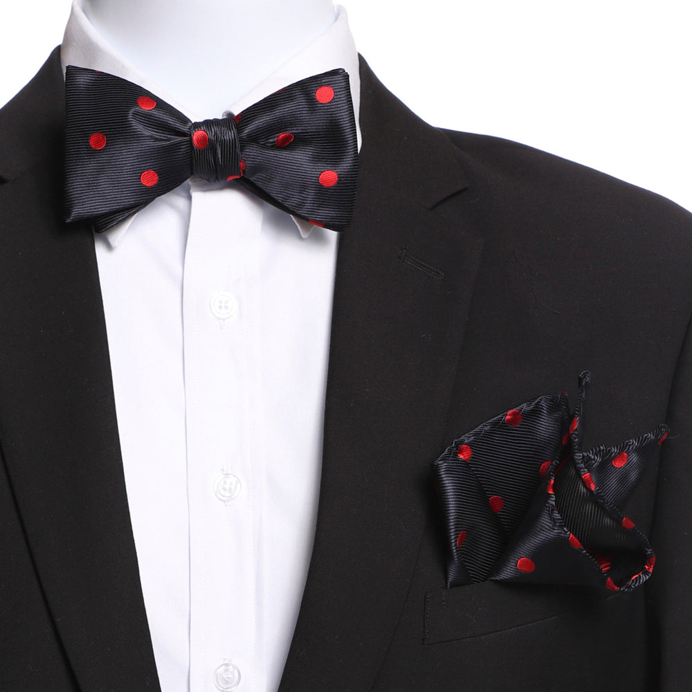i det mindste Kanin kugle Men's Red & Black Polka Dots Self Bow Tie – Amedeo Exclusive