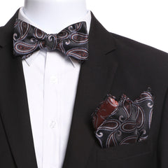 Men's Black Navy Blue White Self Bow Tie - Amedeo Exclusive