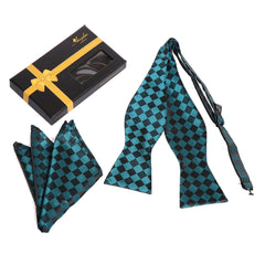 Men's Turquoise & Black Self Bow Tie - Amedeo Exclusive