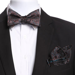 Men's Brown & Blue Self Bow Tie - Amedeo Exclusive