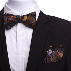 Men's Bronze Brown & Green Self Bow Tie - Amedeo Exclusive