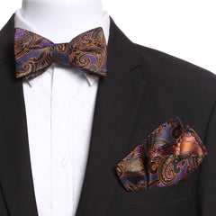 Men's Purple Green & Black Self Bow Tie - Amedeo Exclusive