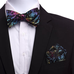 Men's Rainbow Paisley Silk Self Bow Tie - Amedeo Exclusive