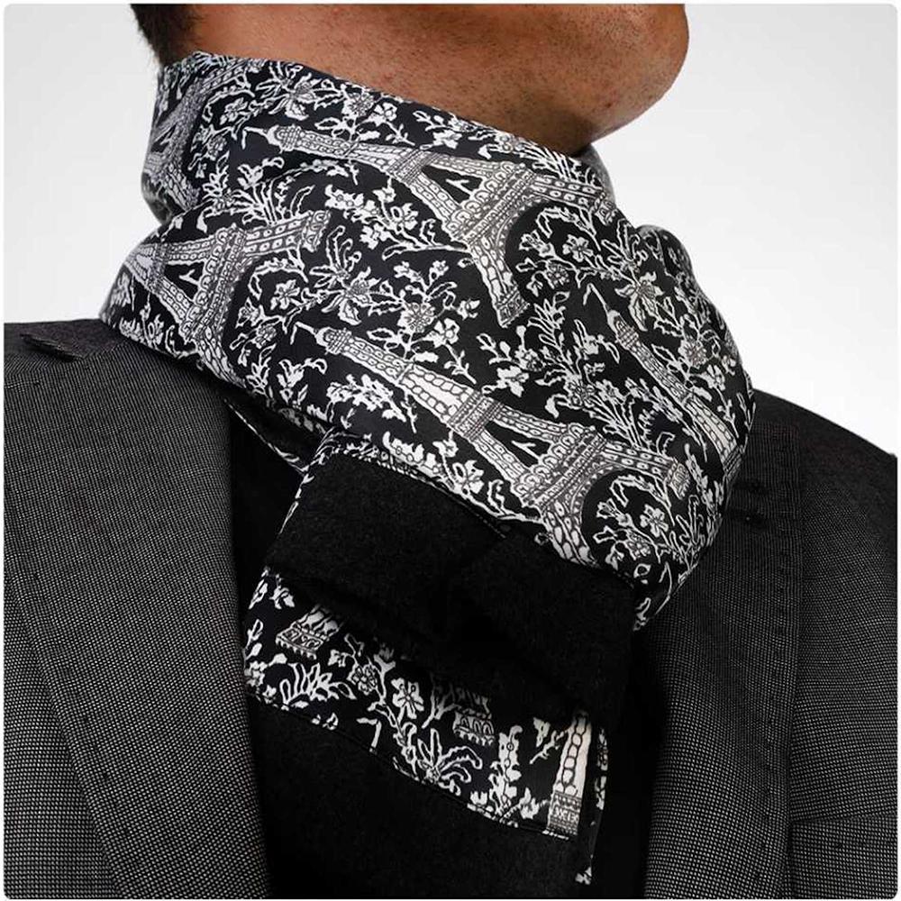 Black Purple Paisley Mens Silk Scarf - Designer neck scarf for winters