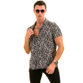 Black and White Zebra European Made & Designed Hawaiian Summer Shirts For Men