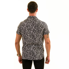 Black and White Zebra European Made & Designed Hawaiian Summer Shirts For Men