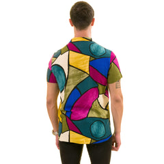 Green Purple Mustard European Made & Designed Hawaiian Summer Shirts For Men