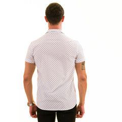 White Dotted European Made & Designed Hawaiian Summer Shirts For Men