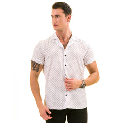 White Dotted European Made & Designed Hawaiian Summer Shirts For Men