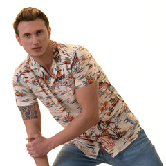 Colorful Palm Trees European Made & Designed Hawaiian Summer Shirts For Men