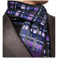 Unisex Silk & Suede Soft Long Fashion Checker Scarf - Amedeo Exclusive