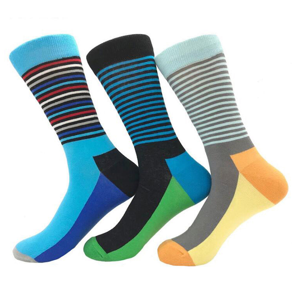 Comfortable happy colorful cotton dress socks men's women's 3 PK - Amedeo Exclusive