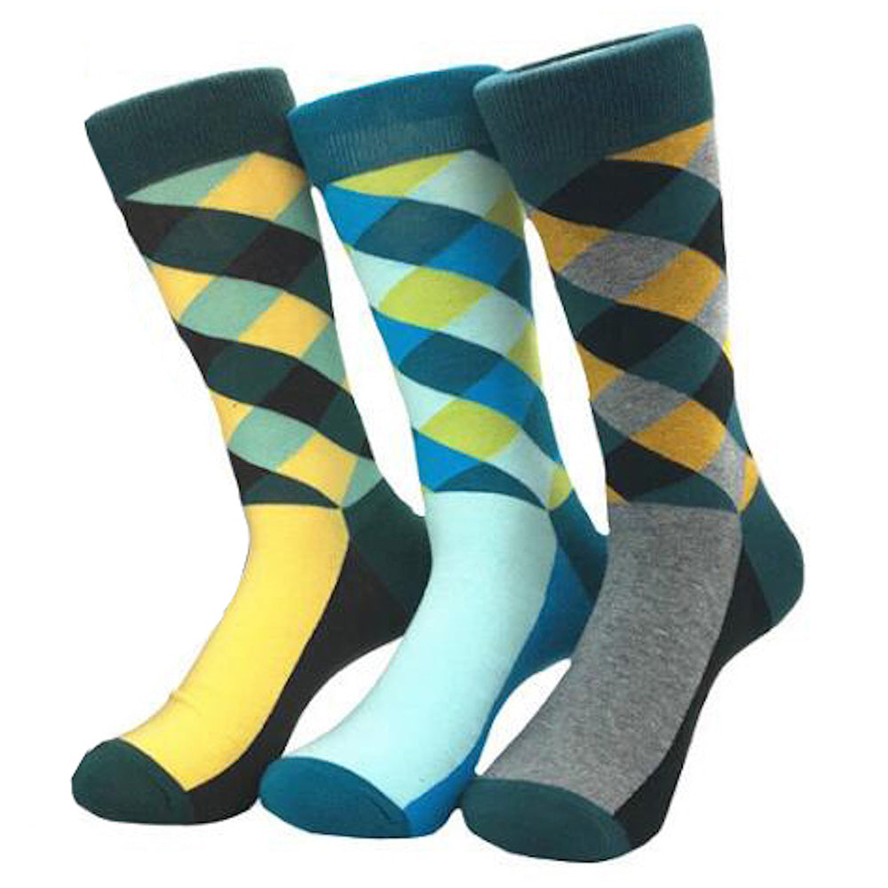 Men's Pattern 3pk Assorted Bundle Colorful Socks - Amedeo Exclusive