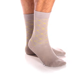 Amedeo Grey Light Yellow Lines Soft Socks For Men - Amedeo Exclusive
