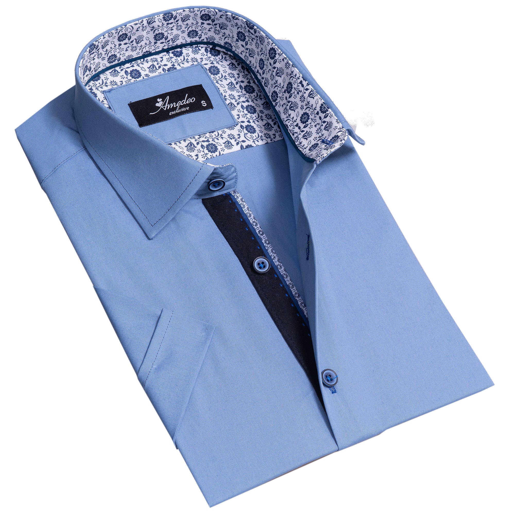Royal blue mens dress shirt short sleeve clearance
