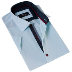 Mint Green Shirt Paisley Short Sleeve Button up Shirts - Tailored Slim Fit Cotton Dress Shirts