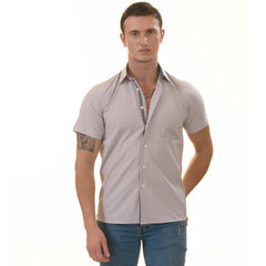 Light Purple Button Up Shirt | Short Sleeves Shirt - Tailored Slim Fit Cotton Dress Shirts
