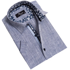 Mens Short Sleeve Button up Shirts - Tailored Slim Fit Cotton Dress Shirts