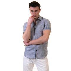 Mens Short Sleeve Button up Shirts - Tailored Slim Fit Cotton Dress Shirts