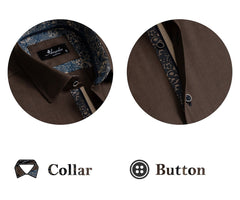 European Tailored Slim Fit Soft Cotton Men's Brown Short Sleeve Button Up Shirt - Amedeo Exclusive