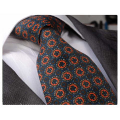 Men' s Fashion Orange Champagne Circles Neck Tie Box Premium Quality - Amedeo Exclusive