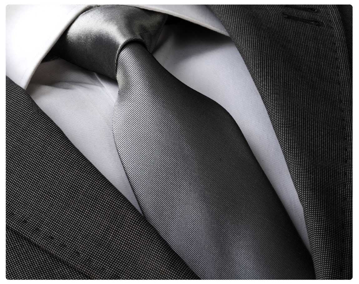 Men's Fashion Dark Grey Silk Neck Tie With Gift Box - Amedeo Exclusive