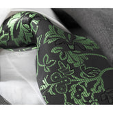 Men's jacquard Green Black Floral Premium Neck Tie With Gift Box - Amedeo Exclusive