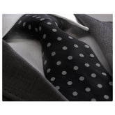 Men's jacquard Black White Polka Dot Premium Neck Tie With Gift Box - Amedeo Exclusive