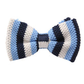 Men's Two Blues With White Silk Knitted Bow Tie - Amedeo Exclusive