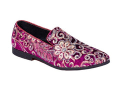 Premium Pink Multicolor Floral Loafers for men designer slip on casual / dress shoes – Luxury