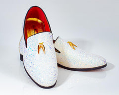 Premium White With Blue Loafers for men designer slip on casual / dress shoes – Luxury Leather - Amedeo Exclusive