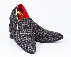 Premium Black And White Check Loafers for men designer slip on casual / dress shoes – Luxury Leather - Amedeo Exclusive