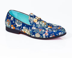 Premium Blue Golden Multicolor Loafers for men designer slip on casual / dress shoes – Luxury - Amedeo Exclusive
