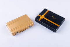 Metal Mens pocket sized Tan Business Card Holder / Card Case / Visiting Card Case - Amedeo Exclusive