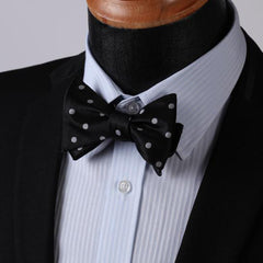 Polka Dot Mens Silk Self tie Bow Tie with Pocket Squares Set - Amedeo Exclusive