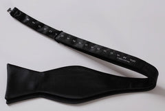 Pure Black Solid Mens Silk Self tie Bow Tie with Pocket Squares Set - Amedeo Exclusive