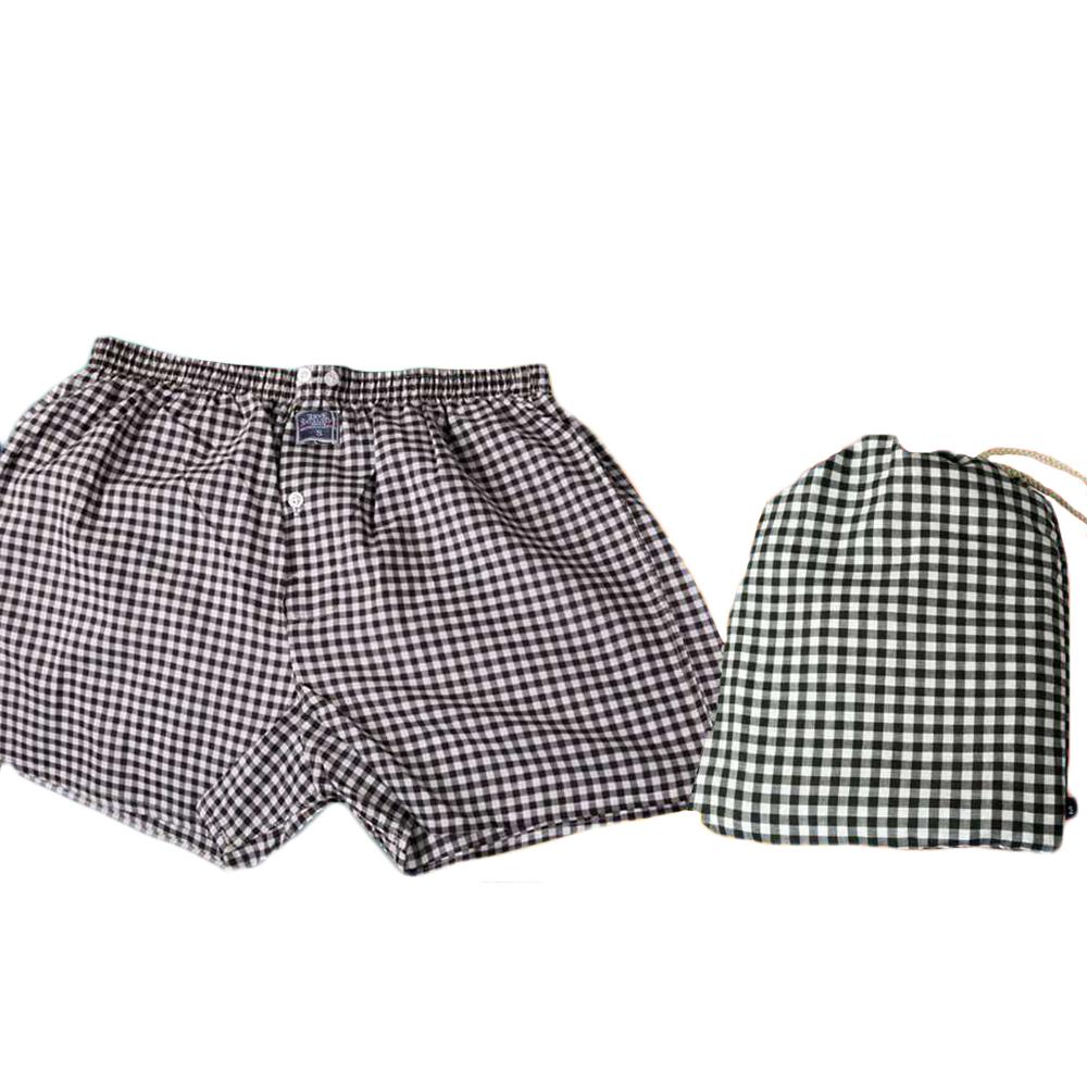 Men's Brown White Check Cotton Boxer Brief Underwear - Amedeo Exclusive