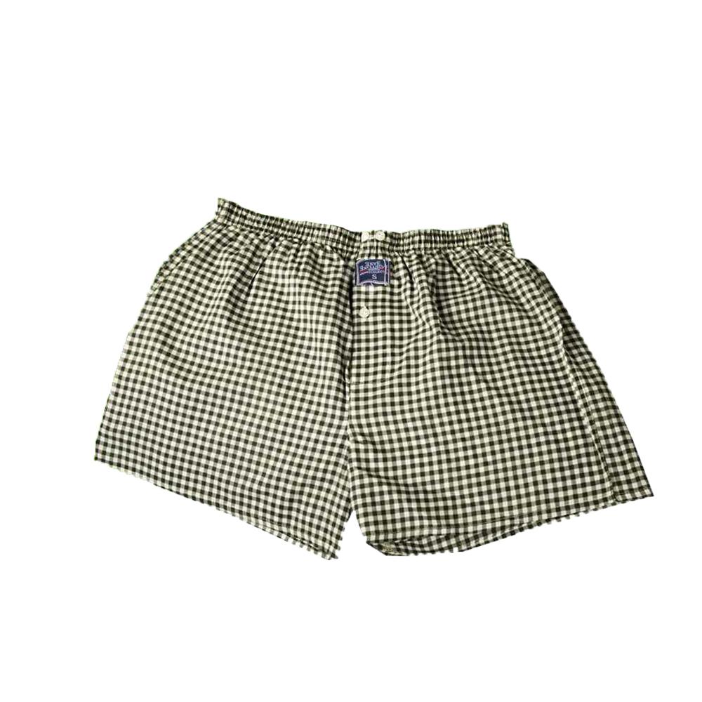 Men's Green White Check Cotton Boxer Brief Underwear - Amedeo Exclusive