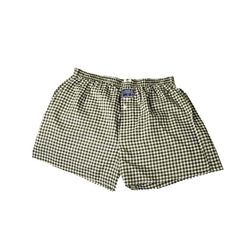 Men's Green White Check Cotton Boxer Brief Underwear - Amedeo Exclusive