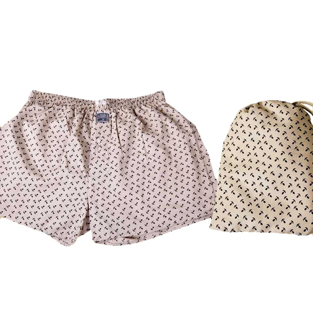 Men's Tan Anchor Cotton Boxer Brief Underwear - Amedeo Exclusive