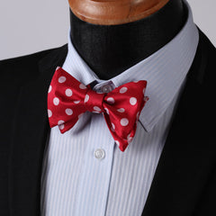 Polka Dots Silk Self Bow Tie Matching Pocket Handkerchief - Amedeo Exclusive