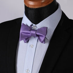 Metallic Purple Mens Silk Self tie Bow Tie with Pocket Squares Set - Amedeo Exclusive